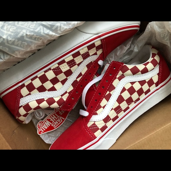 low top red checkered vans